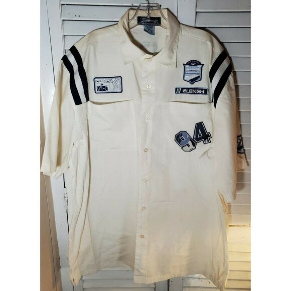 Mens Clench Jeans Size XL‎ Short Sleeve White Butto - Picture 1 of 6